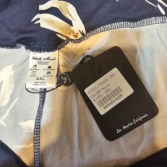 White Mark Navy Floral Printed Palazzo Pants Wide Leg Plus Sz 4XL NWT - Picture 3 of 8